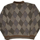 Florence Tricot Argyle Sweater - XL Cream Cotton Blend