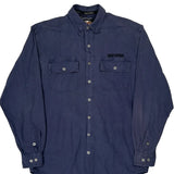 An American Legend Harley Davidson Spellout Denim Shirt - Medium Blue Cotton