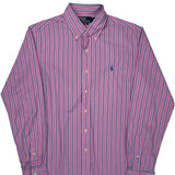 Polo By Ralph Lauren Striped Shirt - Large Pink Cotton