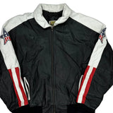 USA Flag Phase 2 Graphic Leather Jacket - XL Black Leather