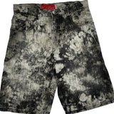 Evolution Tie-Dye Denim Shorts - 34W 11L Black & White Cotton