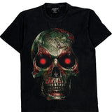 Skull With Snake And Red Eyes Rock Chang Single Stitch T-Shirt - Medium Black Cotton