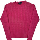 Polo By Ralph Lauren Cable Knit Sweater - Large Pink Cotton