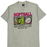 Affa Softball Camp Screen Stars Graphic T-Shirt - Large Grey Cotton Blend
