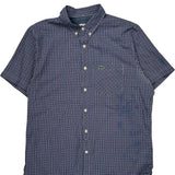 Lacoste Checked Short Sleeve Shirt - Medium Blue Cotton