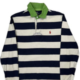 Polo By Ralph Lauren Striped Rugby Shirt - Medium Navy Cotton