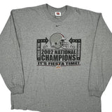 2002 Ohio State Buckeyes Nike Ncaa Long Sleeve T-Shirt - 2XL Grey Cotton