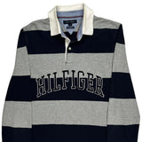 Tommy Hilfiger Striped Rugby Shirt - Medium Grey Cotton