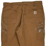 Durable Carhartt Double Knee Carpenter Trousers - 38W 32L Brown Cotton