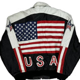 USA Flag Phase 2 Graphic Leather Jacket - XL Black Leather