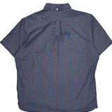 Lacoste Checked Short Sleeve Shirt - Medium Blue Cotton