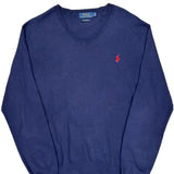 Polo By Ralph Lauren Sweater - Large Navy Cotton