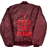 I Feel Like Pablo Ma-1 Yeezy Graphic Bomber Jacket - Medium Burgundy Nylon