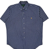 Ralph Lauren Checked Short Sleeve Shirt - Large Blue Cotton