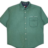 Tommy Jeans Striped Short Sleeve Shirt - Large Green Cotton