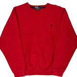 Vintage Polo By Ralph Lauren Sweatshirt - Small Red Cotton Blend