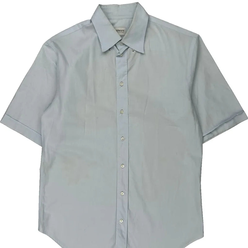Armani Short Sleeve Shirt - Medium Blue Cotton