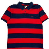 Levis Striped Polo Shirt - Large Navy Cotton