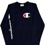 Champion Long Sleeve T-Shirt - Small Navy Cotton