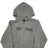 Ralph Lauren Spellout Hoodie - Large Gray Cotton Blend