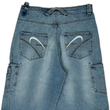 Hip Hop Riflessi Cargo Denim Shorts - 34W 13L Light Wash Cotton