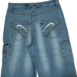 Riflessi Cargo Denim Shorts - 34W 13L Blue Cotton