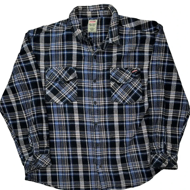 Dickies Checked Flannel Shirt - 2XL Black Cotton