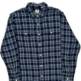 Levis Checked Flannel Shirt - Medium Blue Cotton