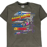 Geoff Bodine Hanes Nascar T-Shirt - Large Grey Cotton