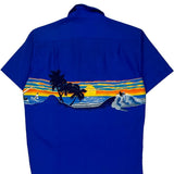 Made In Hawaii Sunset Shoreline Hawaii Graphic Hawaiian Shirt - Medium Blue Polyester