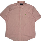 Ralph Lauren Striped Short Sleeve Shirt - Large Red Cotton