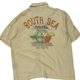 Rhythm & Blues Puritan Graphic Hawaiian Shirt - Large Beige Viscose