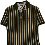 Tommy Hilfiger Striped Polo Shirt - Medium Black Cotton