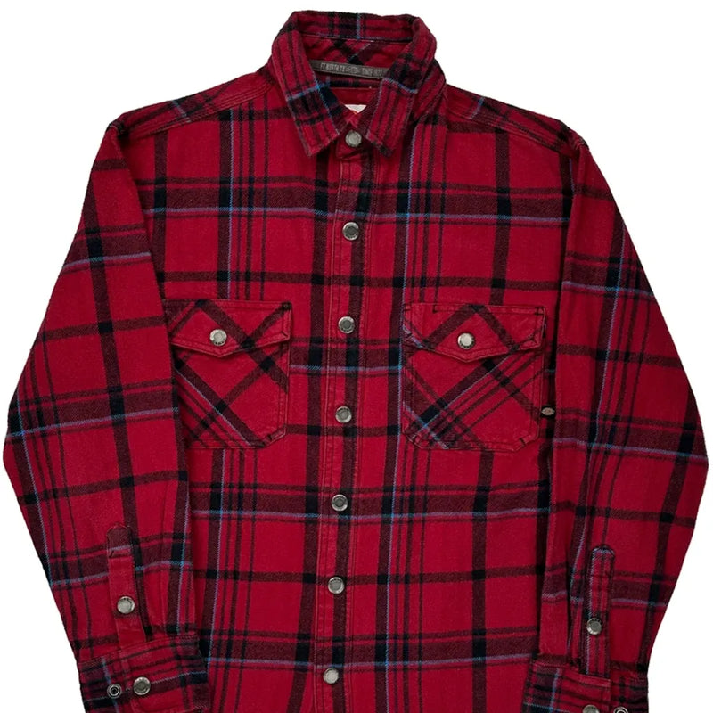 Dickies Checked Flannel Shirt - Medium Red Cotton