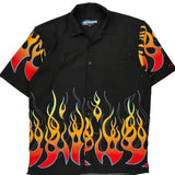 Flames Point Zero Short Sleeve Shirt - Medium Black Cotton