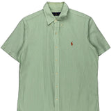 Ralph Lauren Striped Short Sleeve Shirt - Medium Green Cotton