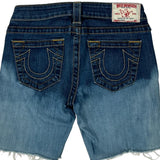 True Religion Tie-Dye Denim Shorts - 25W UK 4 Blue Denim