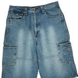 Riflessi Cargo Denim Shorts - 34W 13L Blue Cotton