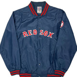 Red Sox Majestic Spellout Baseball Jacket - Large Red Nylon