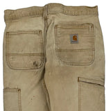 Carhartt Double Knee Carpenter Trousers - 32W 30L Beige Cotton