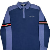 Polo Sport Striped Rugby Shirt - Large Blue Cotton