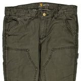 Carhartt Slim Fit Carpenter Trousers - 32W UK 12 Green Cotton Blend