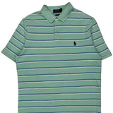 Polo By Ralph Lauren Striped Polo Shirt - Medium Blue Cotton