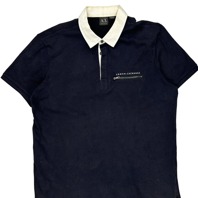Armani Exchange Polo Shirt - 2XL Navy Cotton