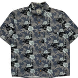 Roundtree & Yorke Floral Hawaiian Shirt - Medium Blue Cotton