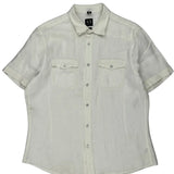 Armani Exchange Short Sleeve Shirt - Large White Linen