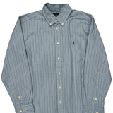 Age 10-12 Ralph Lauren Striped Shirt - Medium Blue Cotton