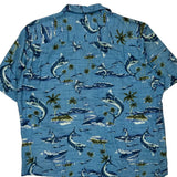 Puritan Graphic Hawaiian Shirt - XL Blue Viscose