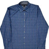 New York Fit Tommy Hilfiger Checked Shirt - XL Blue Cotton