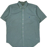 Ralph Lauren Checked Short Sleeve Shirt - Large Blue Cotton